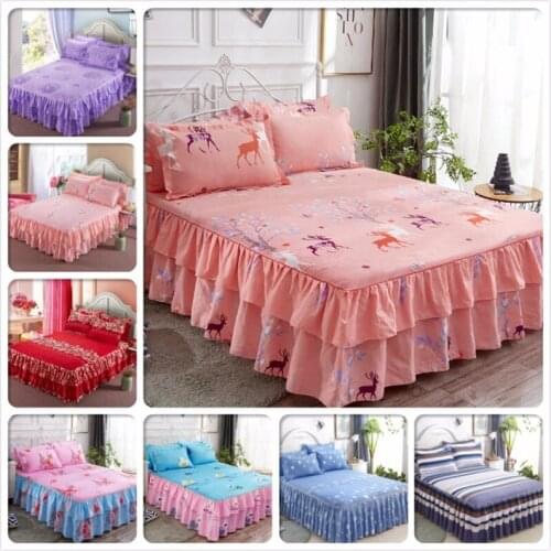 Soft Cotton Bed Skirt Kid Princess Adult Bedskirt Single Twin Full Queen King Size Bed Cover Linen Bedspreads 150x200 180x220 cm