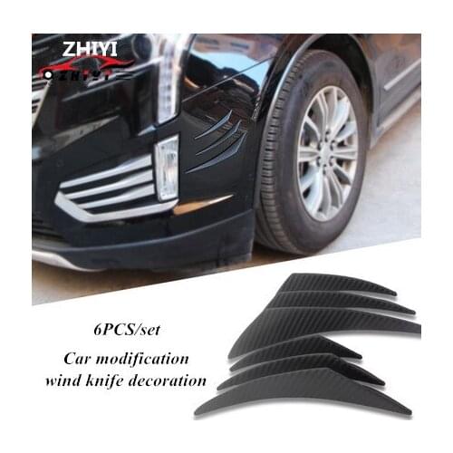 Car Styling Sticker Anti-collision Glue Strips 6Pcs/Set Front Bumper Spoiler Wind Knife Both Side Guard Decoration Cover Trim