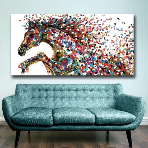 Wxkoil Wall Picture Pop Horse Jump For Home Decor On Canvas Modern Wall Art Canvas Print Poster Canvas Painting No Frame