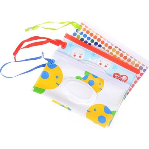 2020 New Easy-carry Clutch Clean Wipes Carrying Case Eco-friendly Wet Wipes Bag Clamshell Cosmetic Pouch Snap-strap Container