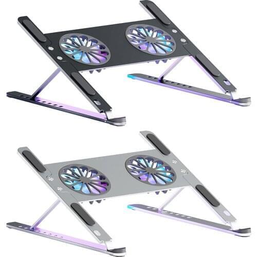 Laptop Cooling Pad 8 Height Levels Aluminum Alloy Laptop Cooler Stand Riser with 2 Detachable Fans for 10-17.3 inch Notebook New