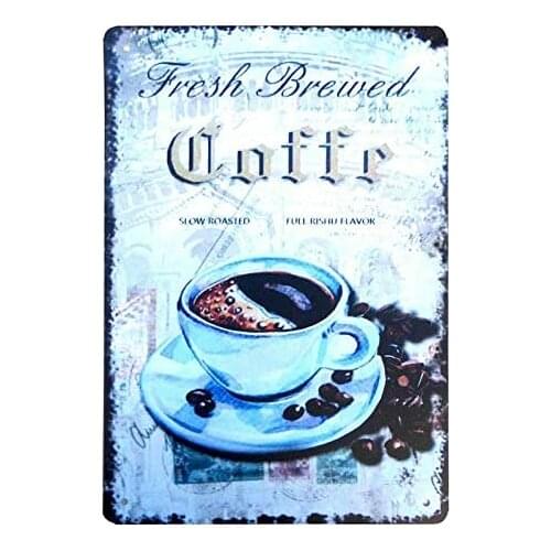 Tin Metal Sign Fresh Brewed Coffe Kitchen Dinner Poster The Wall Art Home Decoration Nostalgic Retro Vintage Mural