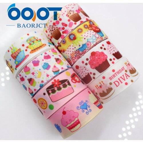 OOOT BAORJCT 175042 22mm 10yard cake Ribbons Thermal transfer Printed grosgrain Wedding Accessories DIY handmade material