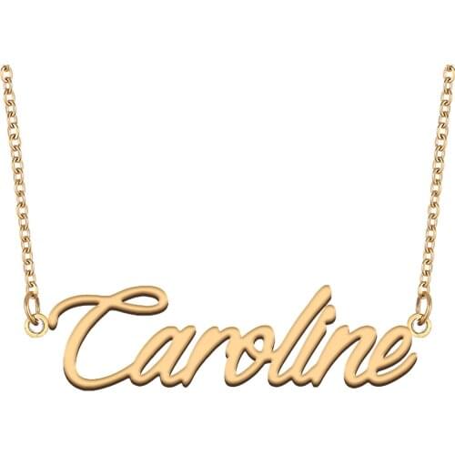 Caroline Name Necklace for Women Stainless Steel Jewelry 18k Gold Plated Nameplate Pendant Femme Mother Girlfriend Gift