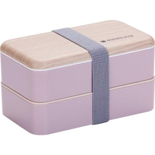 Movable Partition Modern Bento Box, Pink Plastic Box Lunch with Distributed Tableware for Microwave Ovens or Fridge