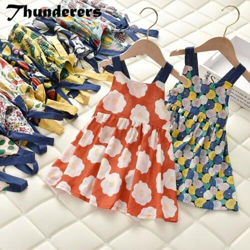 Thunderers Kids Princess Dress For Girl Summer Backless Printed Graffiti Girl Party Dresses Casual Toddler Baby Girl Clothes
