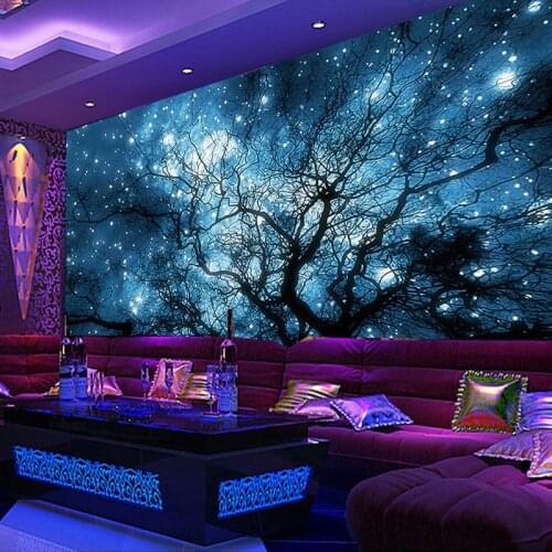 Custom 3D Photo Wallpaper Modern Abstract Art Blue Starry Sky Trees Living Room TV Background Wall Decoration Mural Home Decor