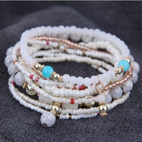 Multicolors Seed Beads Wristband Bracelets Women Tassel Chains Charm Bracelet Femme Beads Pulseras