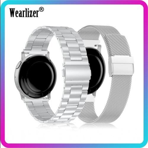 Wearlizer 2 Pcak Stainless Steel Strap for Samsung Galaxy Watch 3 41mm Band 20mm Metal Watch Strap for Samsung Active 2 40mm