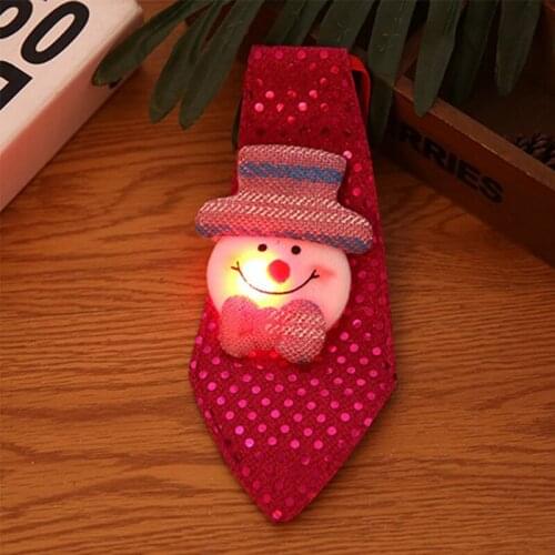 Christmas Gift NEW Child Cartoon Santa Snowman Fawn Glowing Tie Small Toy Christmas Led Party Decoration Kid Toys Glow In Dark