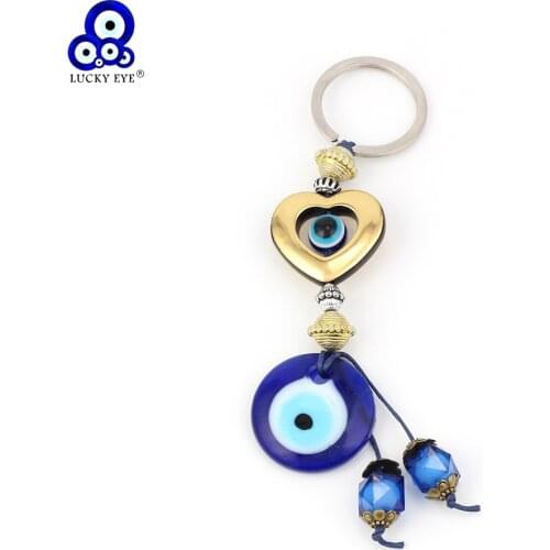 Lucky Eye Heart Keychain Glass Car Keychain Flower Keyring For Women Men Jewelry EY1057