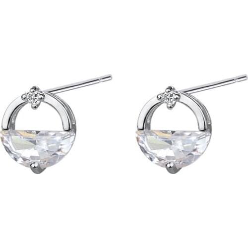 Free Shipping Fashion Plata 925 Sterling Silver Crystal Stud Earrings Jewelry Pendientes de Plata Brincos