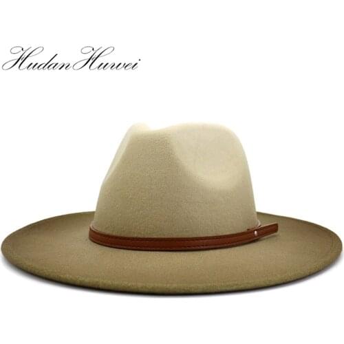2020 New Painting Gentleman Elegant Lady Caps with Wide Brim Winter Autumn Jazz Caps Women Men Wool Felt Fedora Hat