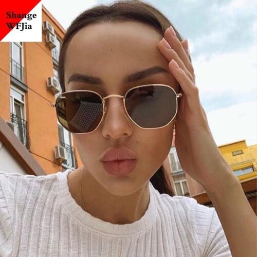 Men Sunglases Hexagon Sun glasses NEW Women Metal Frame Fishing Glasses Gold gray Eyewear lentes de sol hombre UV400