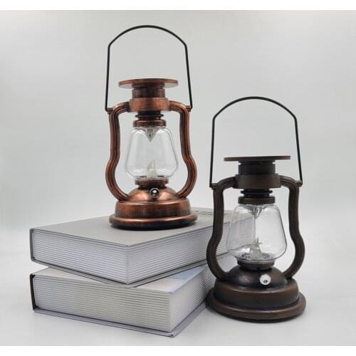 Solar Retro Classic Kerosene Lamp Portable LED Lantern Lights Antique Solar Energy Lamp Decoration Outdoor Lighting