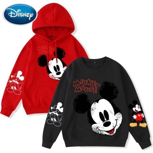 Disney Sweatshirt Fashion Mickey Mouse Letter Cartoon Print Hooded Pullover Chic Harajuku Unisex Women Long Sleeve Tops 9 Colors
