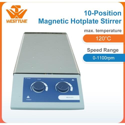WEST TUNE MS-H-S10 10-Channel Classic Hotplate Stainless Steel Plate Magnetic Stirrer