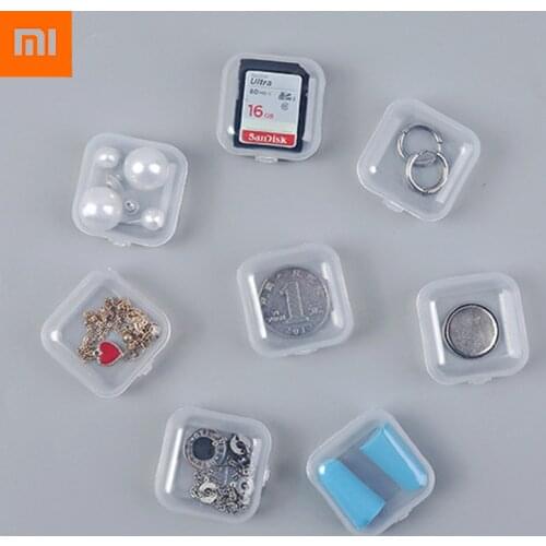 Xiaomi 3.5*3.5*2cm Small Plastic Storage Box for Jewelry Beads Earring Jewelry Container Transparent Square Box Case Container