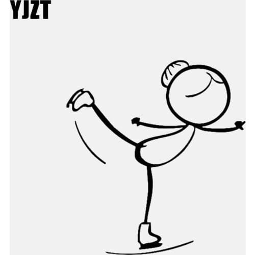YJZT 11.3*12.3CM Figure Skating Dance Sports Girl Decor Car Sticker Vinyl Black/Silver C12-1413