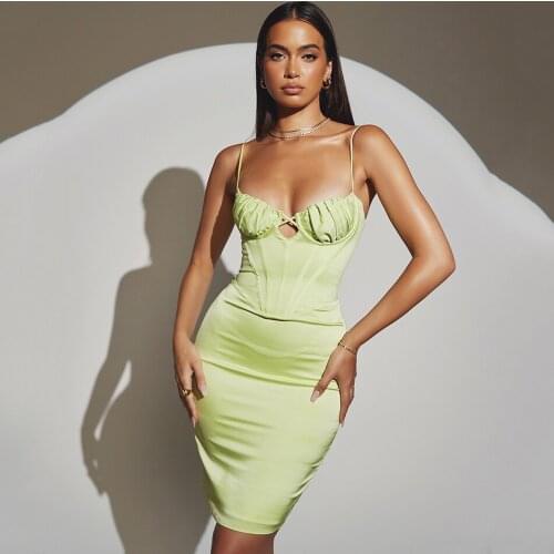 New womens sexy mini hollow tight-fitting dress 2021 thin shoulder strap V-neck solid color celebrity fashion party dress