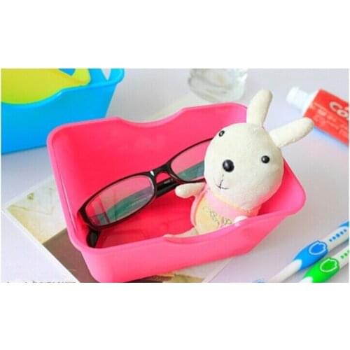 1PC Korean Plate Candy Color Box PP Plastic Cosmetics Box Mini Desktop Rectangle Storage Box 15X11.2X7CM OK 0125