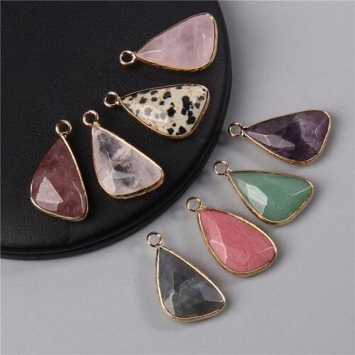 2pcs Faceted Geometry Natural Stone Pendants Charm For Jewelry Making Earring Drop Necklace Accessories 14X25 9x20 MM Wholesale