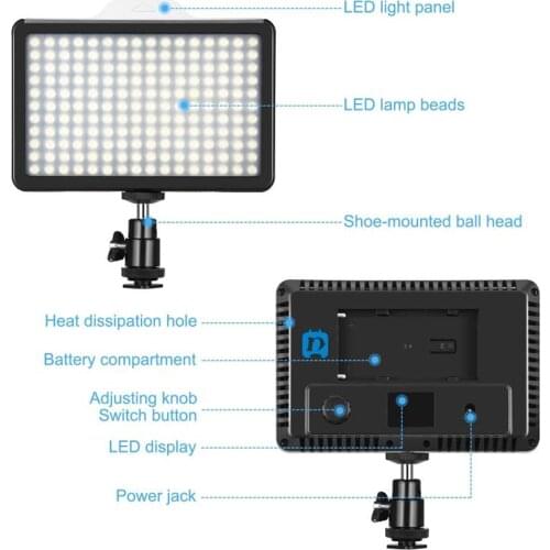 176LED Video Fill Light Dual Coor Temperature Setting 3300K 5600K for Live