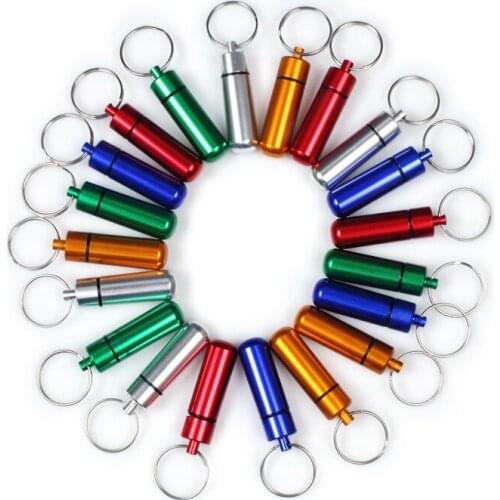 5PCS X Aluminum Pill Box Case Bottle Holder Container Keychain 14mm x50mm Waterproof