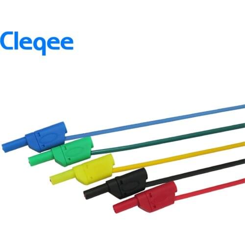 5pcs/lot Cleqee P1050 1M 4mm Banana to Banana Plug Soft RV Test Cable Lead for Multimeter 5 Colours