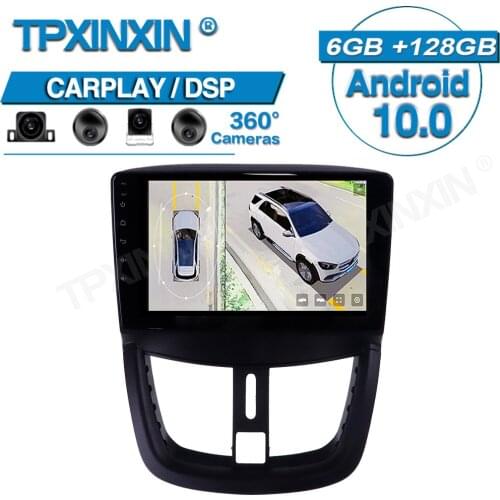 Android 10 For Peugeot 207 2006-2015 Car Radio 360 HD Auto Surround View Camera Car Multimedia Player Stereo Radio GPS Navigtion
