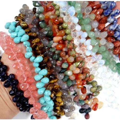 8*12mm Natural stone Quartz agate Turquoise Opal Faceted water drop spacer beads for Diy Jewelry Making Bracelet Necklace 40pcs