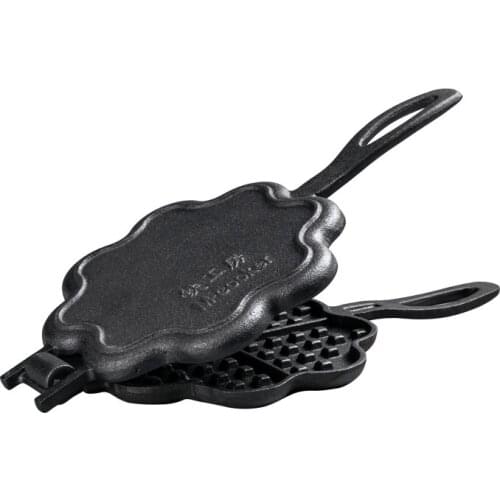 Cast iron waffle pan uncoated non stick frying lattice cake baking mold pancake household baking pot gas electromagnetic cooker