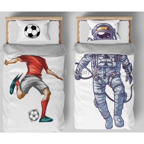 Design Mermaid/Football/Astronaut Duvet Cover Cute Bedding Set Cartoon Bed Linen For Children White Comforter Housse De