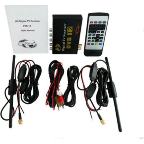 Dual antenna high speed HD Car DVB-T2 double tuner Car digital TV Receiver with USB slot