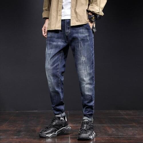 Skinny Jeans Men Zipper Fly Slim Fit Denim Joggers Stretch Male Jean Pencil Pants Blue Mens Jeans Fashion Casual Hombre