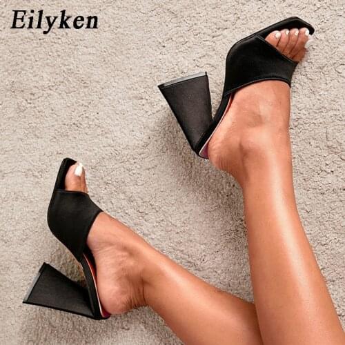 Eilyken New Womens Slippers Summer Outdoor Gladiator Sexy Open Toe Strange High Heels Ladies Sandals Slides Party Mules Shoes
