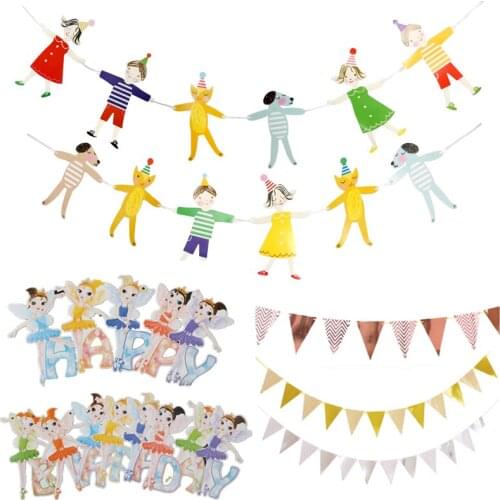 Bunting Banners Pennant Flamingo Paper Banner Garland For DIY Baby Shower Birthday Festival Tropical Hawaiian Party Decoration