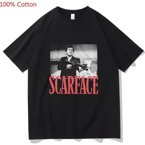 Scarface Tony Montana Big Guns Little Friend Men T Shirt Pacino Gangster Movie Summer Unisex Oversized Loose Short Sleeve Tshirt