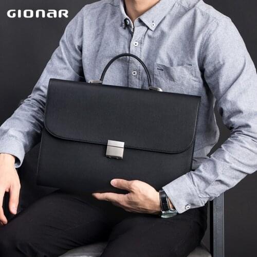 GIONAR Mens Locking Briefcase Messenger Bag Waterproof Satchel Shoulder Bag Rugged Real Leather Tablet Laptop Bag
