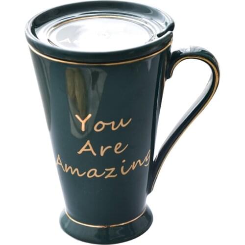 Nordic ceramic simple mug water cup couple cup with lid coffee cup gift box