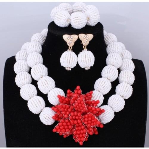 Dudo High Quality African Necklace Set 2 Layers Beaded Jewellery With Craft Flowers 3 Pcs Accesssories Fashion Nigerian Weddings