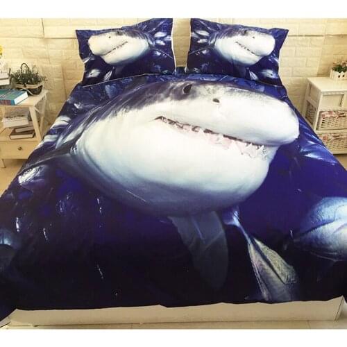 3D Digital Printing Blue Shark bedding set White Shark Swims with an Open Mouth Megalodon duvet cover 100% Microfiber