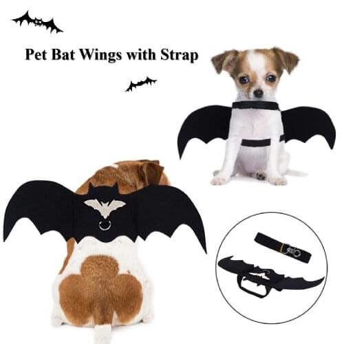 Dog Cat Halloween Costume Black Cat Bat Wings Cosplay Pet Costumes Apparel for Cat Small Dogs Puppy for Cat Dress Up with Strap