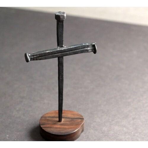 Christian Iron Nail Cross Ebony Base Ornament Texture Crafts Jesus Catholic Rosarios Catolicos Jezus Croix Crucifix Crucifixo