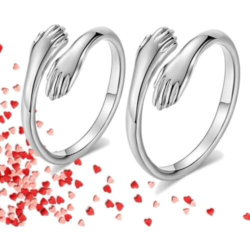 Small Love Gift for Girlfriend give you a hug Open Ring Romantic Anniversary Present Valentines Day Gift