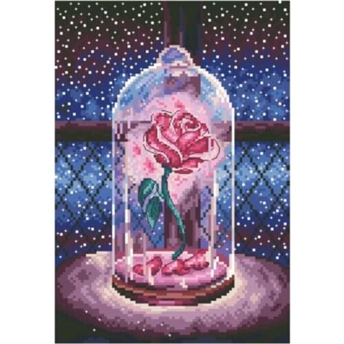 Cross Stitch Kit 11CT Printed Cloth Chinese Hand Embroidered Flower Magic Rose