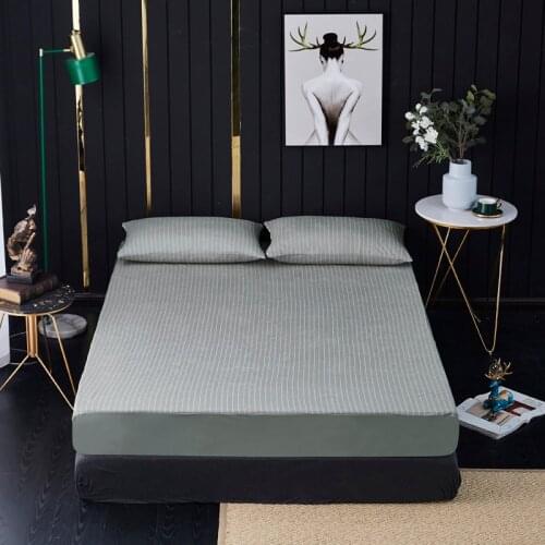 Towel Stripe Solid Color Fabric Polyester Fiber Waterproof and Anti-Urine Mattress Protective Cover