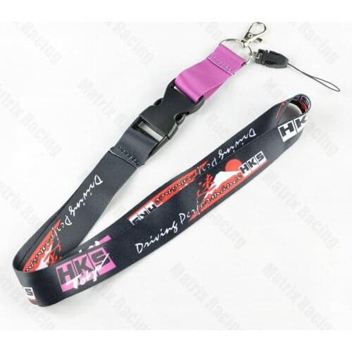 JDM Style HK Logo Lanyard Cellphone JDM Refitting Racing Car Keychain ID Holder Mobile Neck Strap with Quick Release