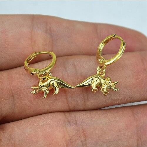 2021 new exquisite cubic zirconia electroplating color preserving dinosaur jewelry earrings earrings fashion womens gift