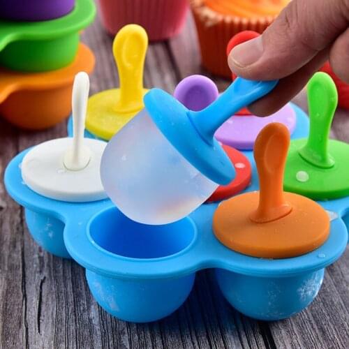 7 Hole Mold Silicone Ice Cream Mold With Sticks DIY Homemade Baking Desserts For Birthday Party Children Party
